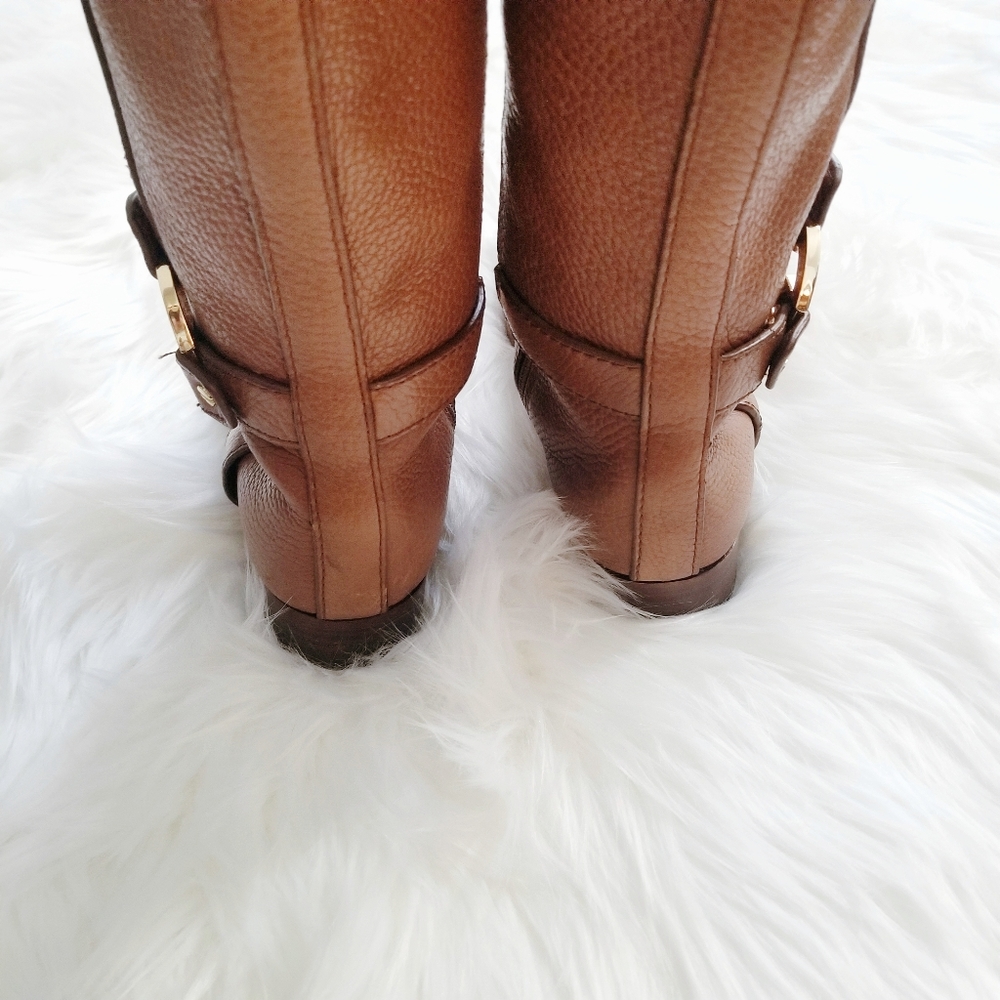 TORY BURCH Brown Amanda Leather Tall Riding Boots - Picture 4 of 9